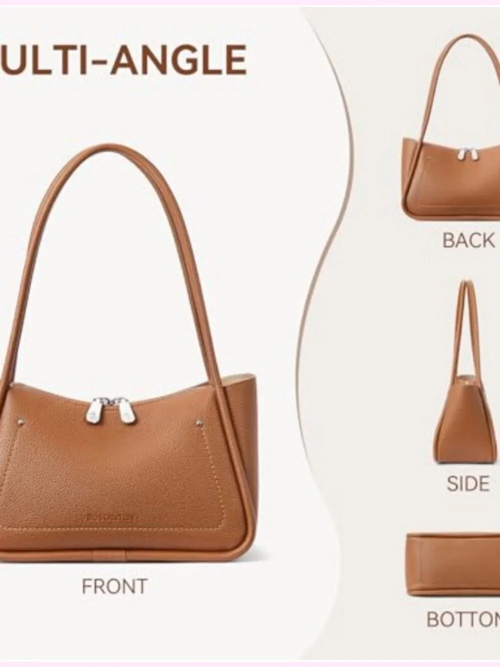 Small Vegan Leather Hobo Handbag Shoulder Purse Winter Bag